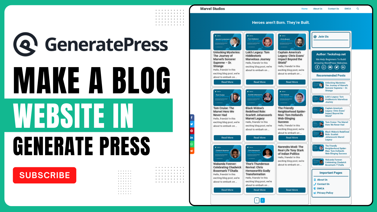 Stunning Blog Website with GeneratePress Theme in WordPress