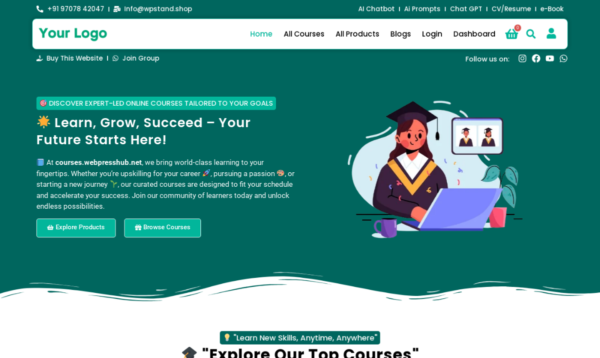 Online Course & Digital Products Selling Website Template With 2000+ Products