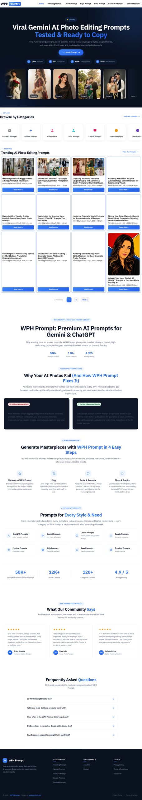 AI Prompts Blog Website Template – Ready-to-Launch Prompt Sharing & AI Content Website