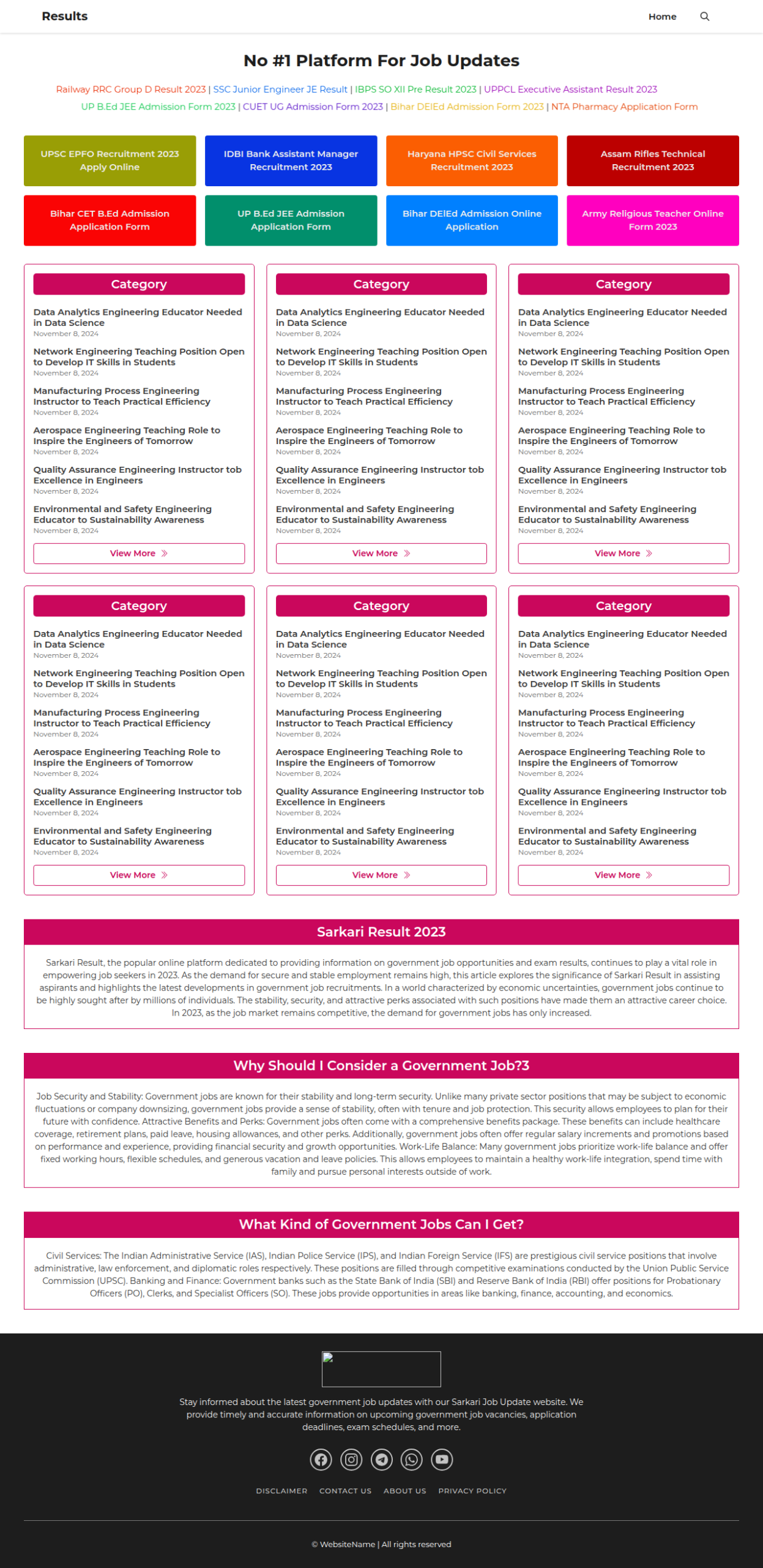 Adsence-Ready Job & Result Posting Website Template in GeneratePress